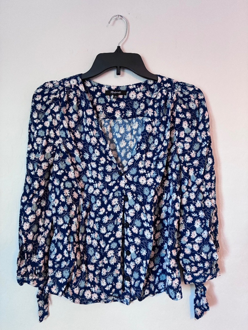Madewell French Floral Tie Sleeve Button Down Blouse S